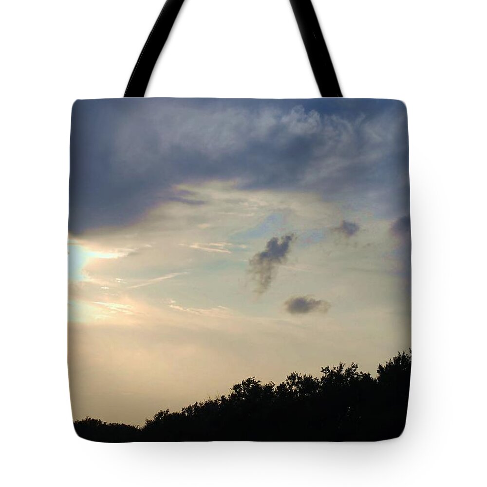 Dusk Tote Bag featuring the photograph Weather Signs at Sunset by Judy Hall-Folde