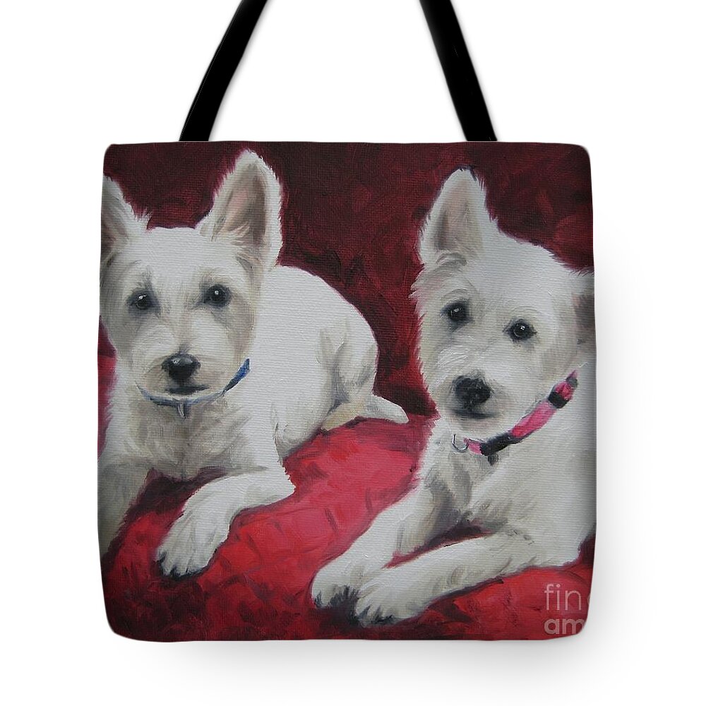 Noewi Tote Bag featuring the painting Westies by Jindra Noewi