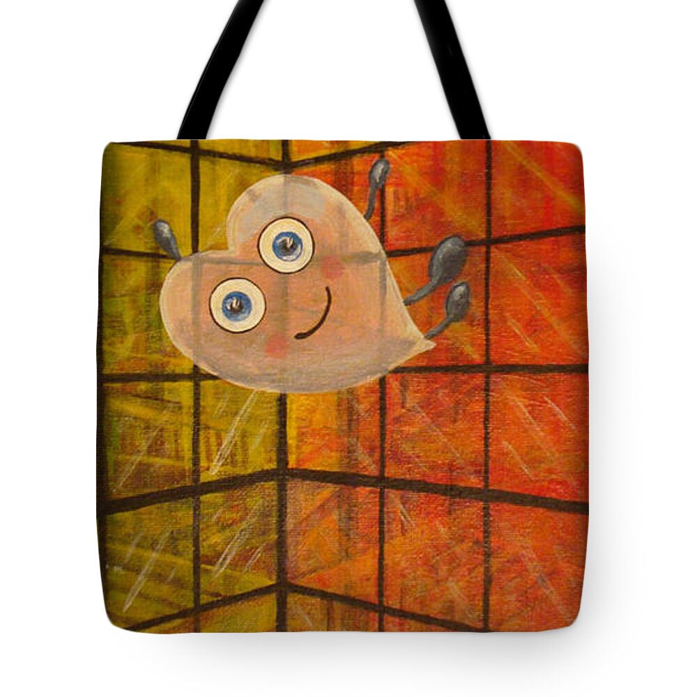 Heart Tote Bag featuring the painting When it Came Crashing Down by Mindy Huntress
