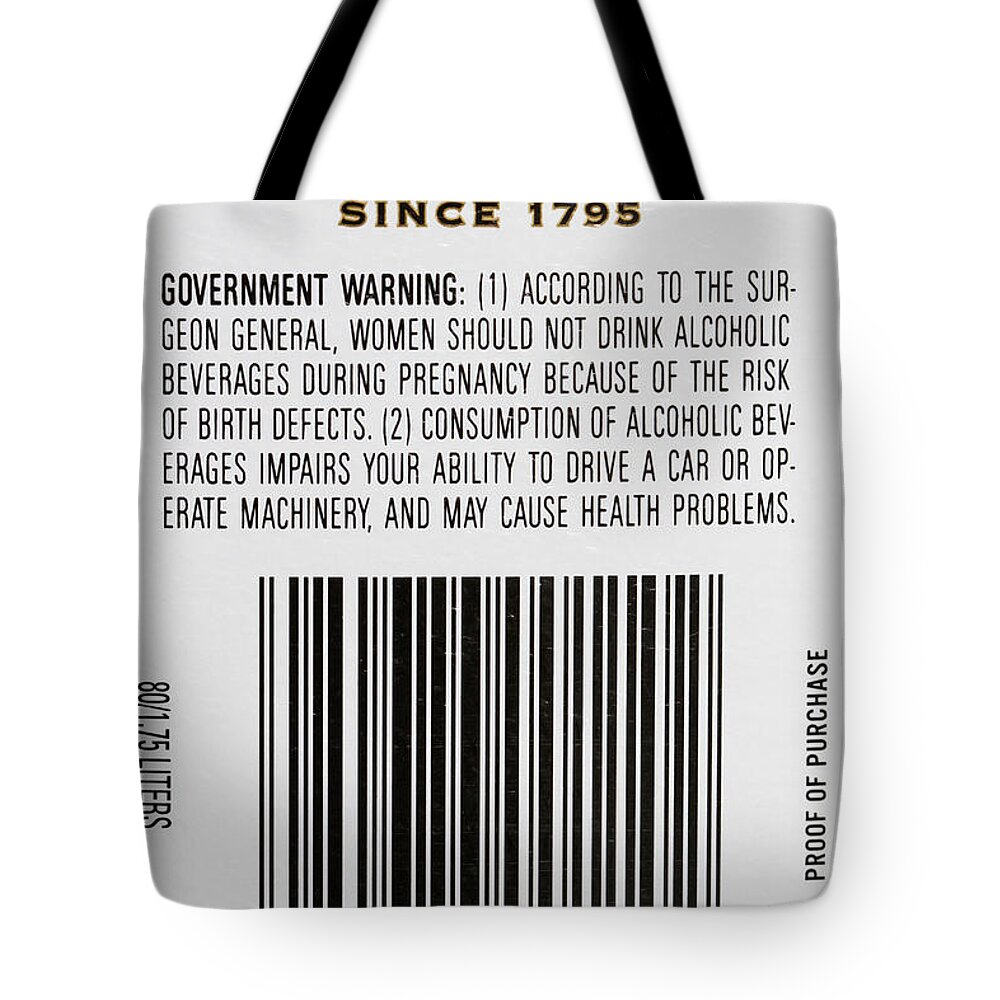 Beverage Tote Bag featuring the photograph Whiskey Health Warning by Photo Researchers