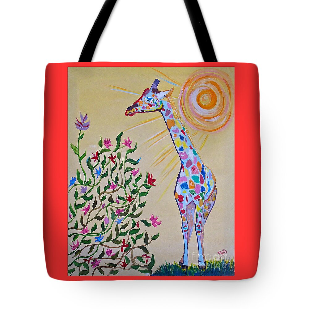 Vines Tote Bag featuring the painting Wild and Crazy Giraffe by Phyllis Kaltenbach