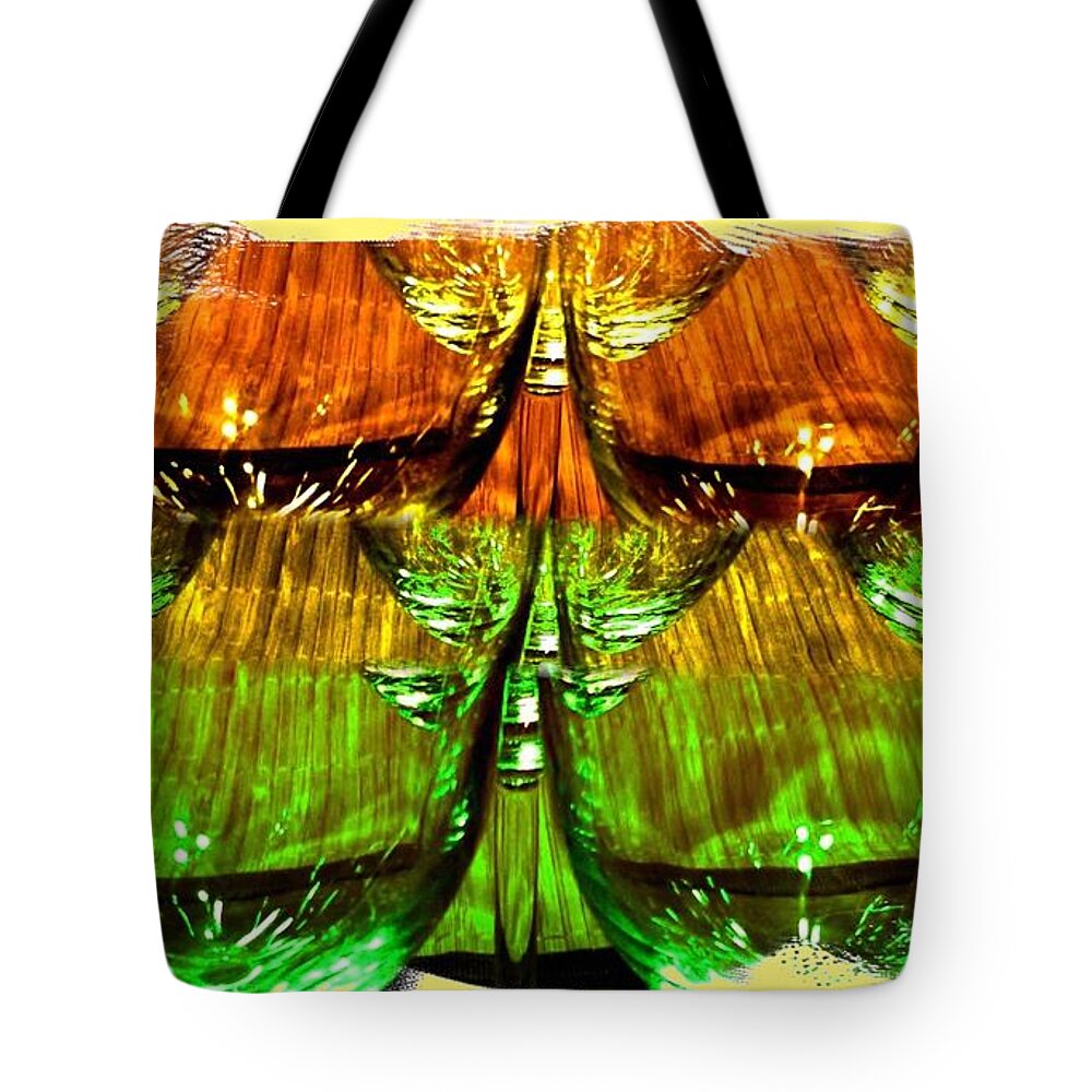 Wine Glasses Tote Bag featuring the digital art Wine And Dine 2 by Will Borden