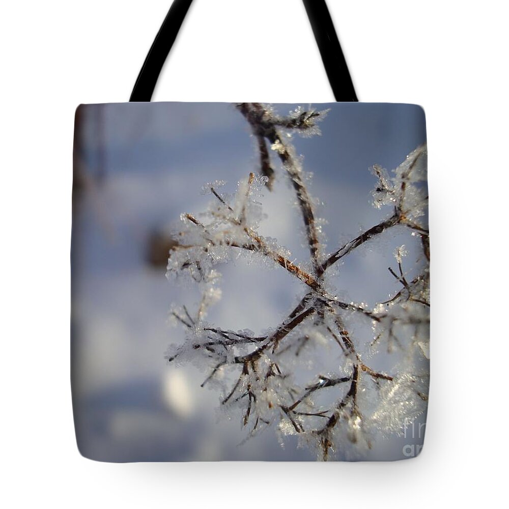 Winter Tote Bag featuring the painting Winter crystals by Susan Fisher