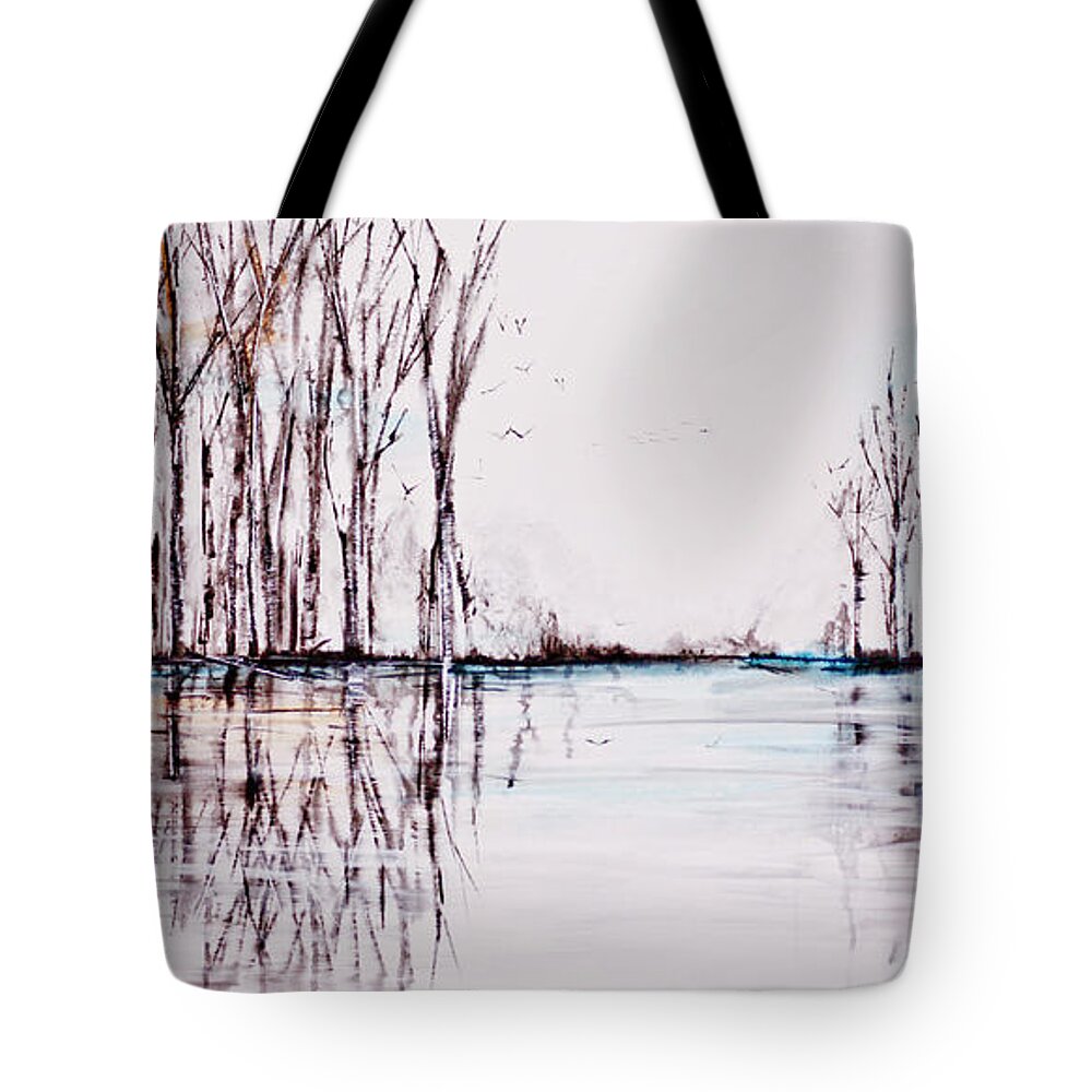 Art Tote Bag featuring the painting Winter Flight by Jack Diamond