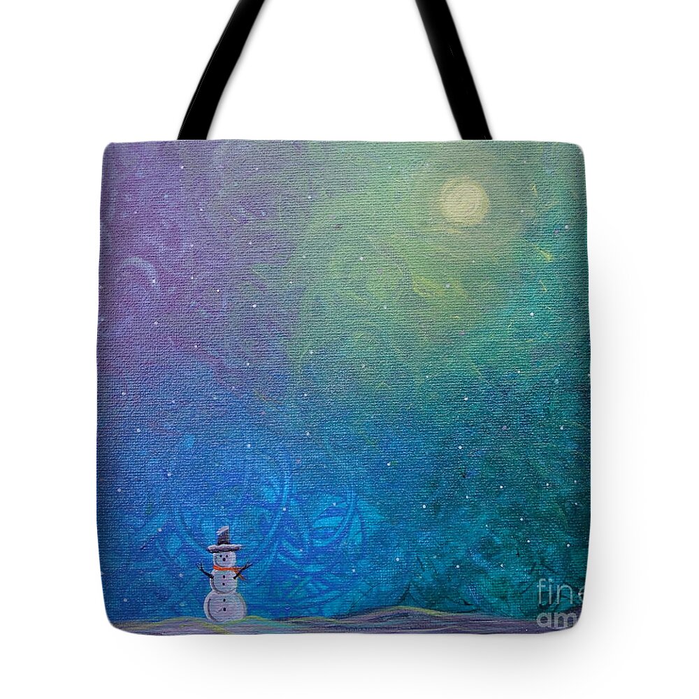 Winter Solitude 1 Tote Bag featuring the painting Winter Solitude 1 by Jacqueline Athmann