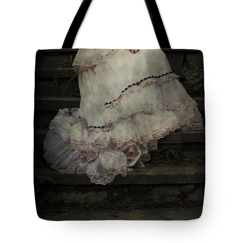 Woman Tote Bag featuring the photograph Woman On Steps by Joana Kruse