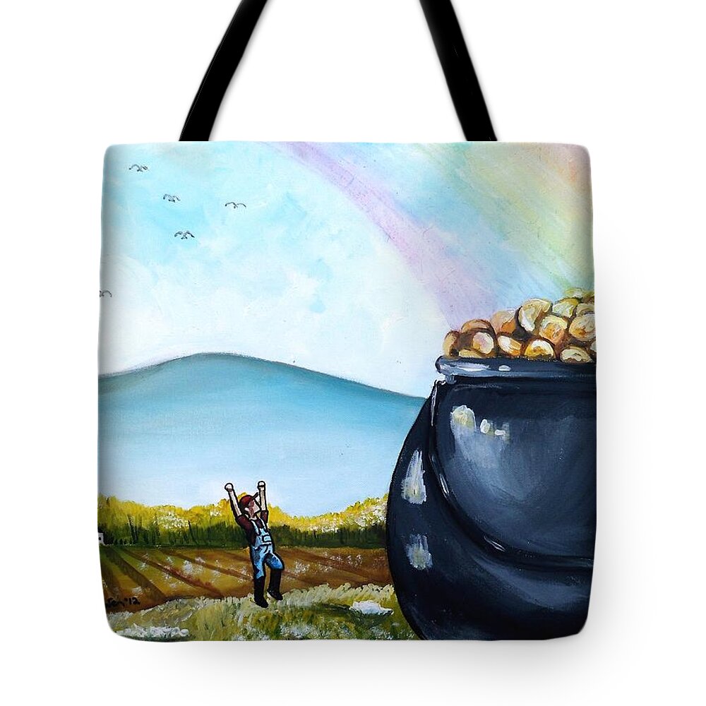 St. Patrick's Day Tote Bag featuring the painting WOO This must be my Lucky Day by Shana Rowe Jackson