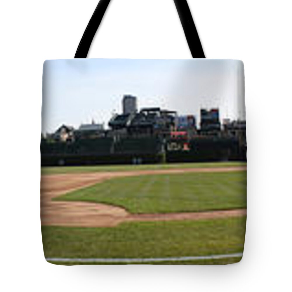Wrigley Field Tote Bag featuring the photograph Wrigley Field Panorama by David Bearden