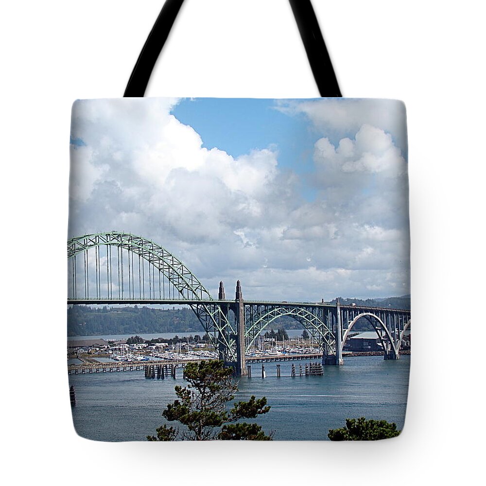 Bridge Tote Bag featuring the photograph Yaquina Bay Bridge by Nick Kloepping