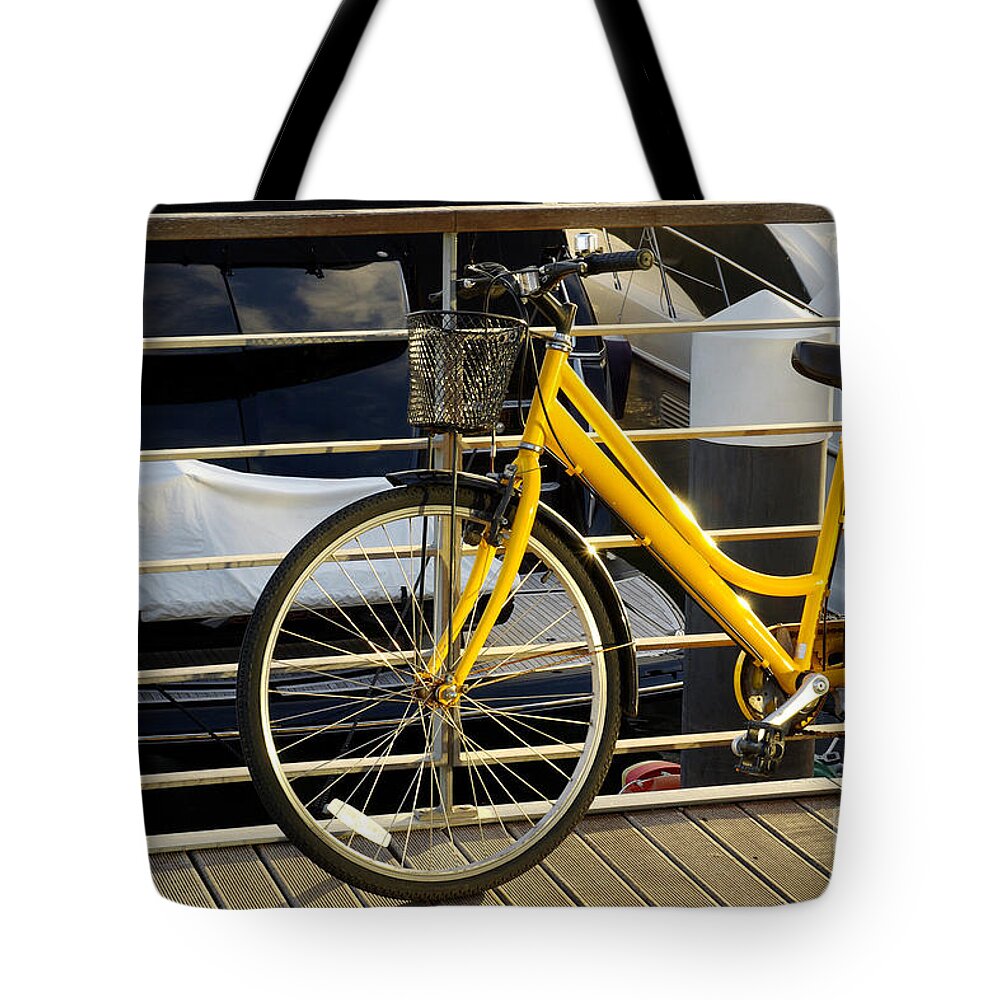 Activity Tote Bag featuring the photograph Yellow Bicycle by Carlos Caetano