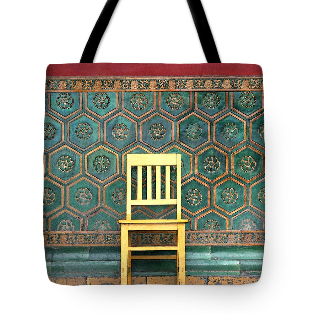 Yellow Tote Bag featuring the photograph Yellow Chair at the Imperial Palace by Glennis Siverson
