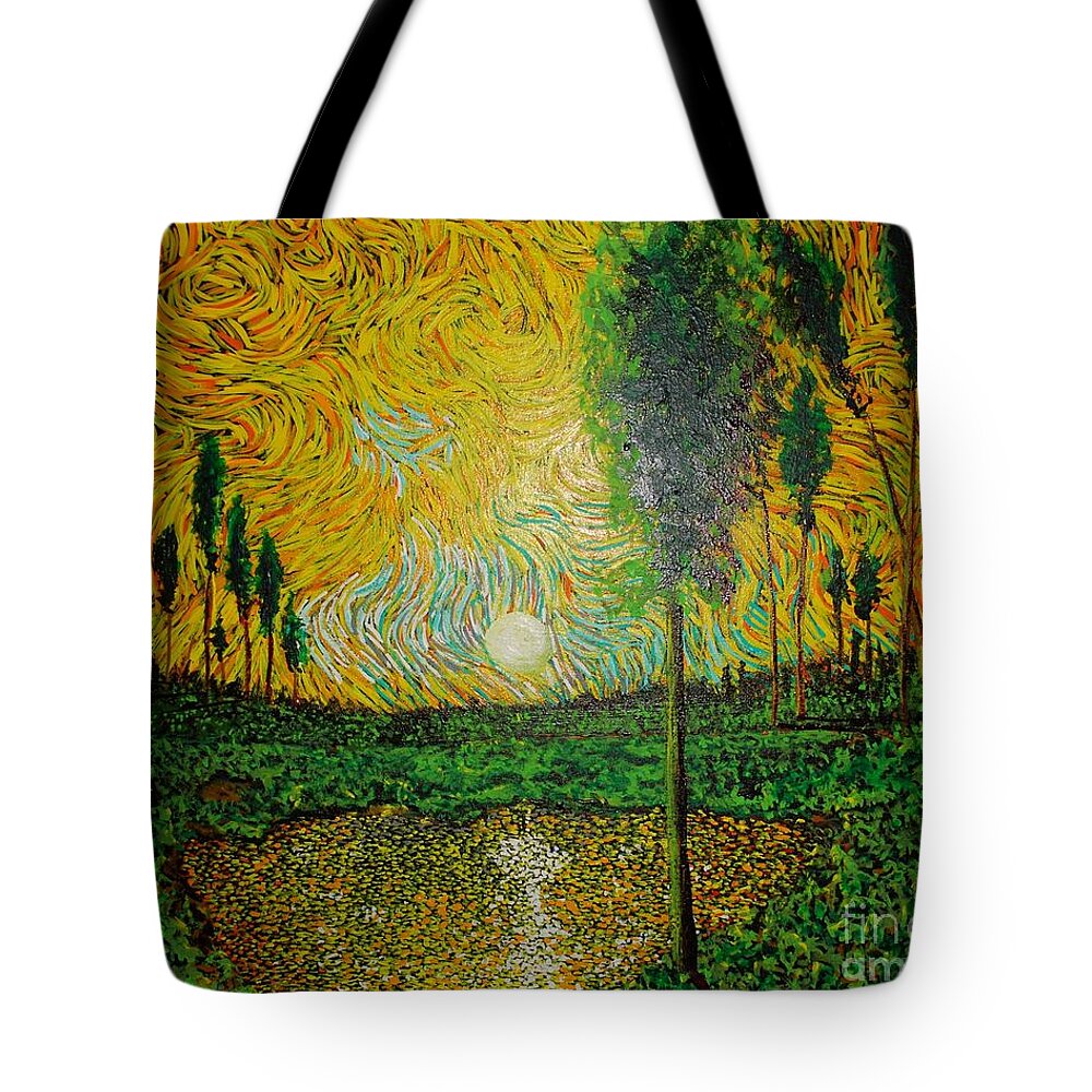Landscape Tote Bag featuring the painting Yellow Pond by Stefan Duncan