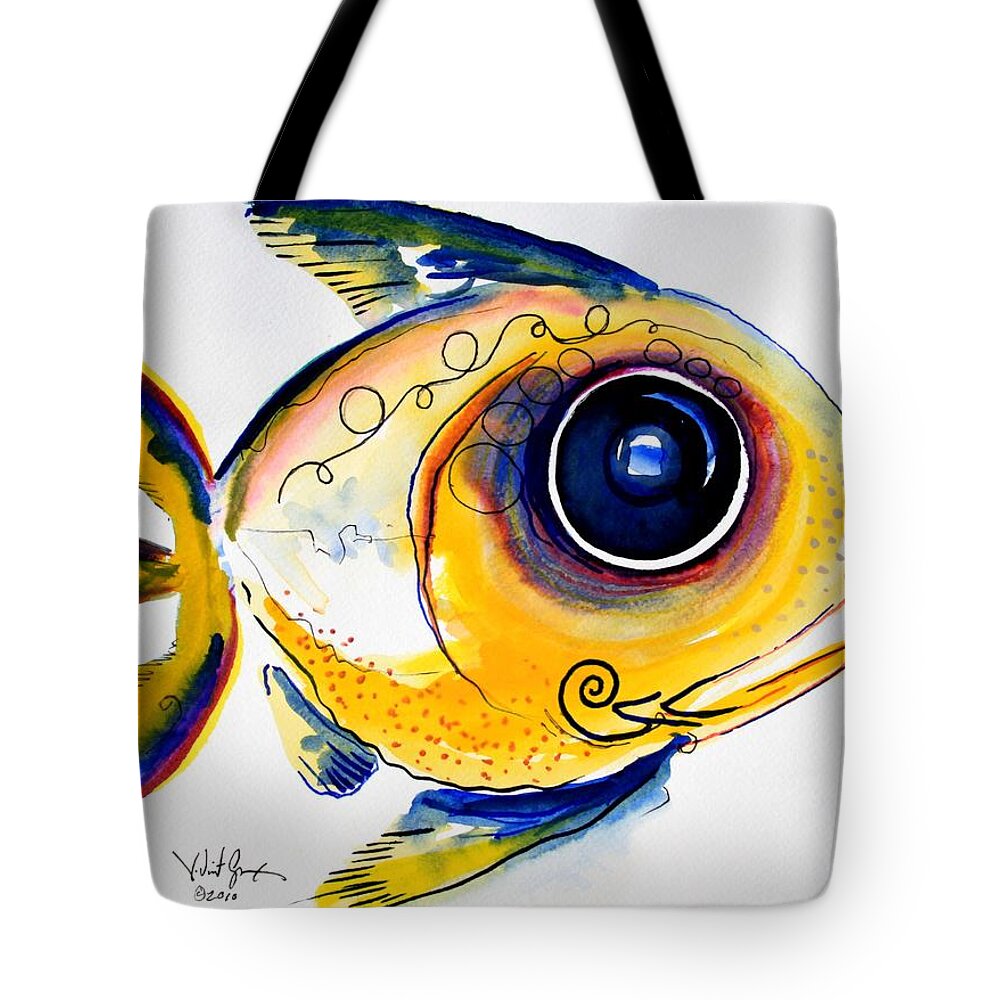 Fish Tote Bag featuring the painting Yellow Study Fish by J Vincent Scarpace