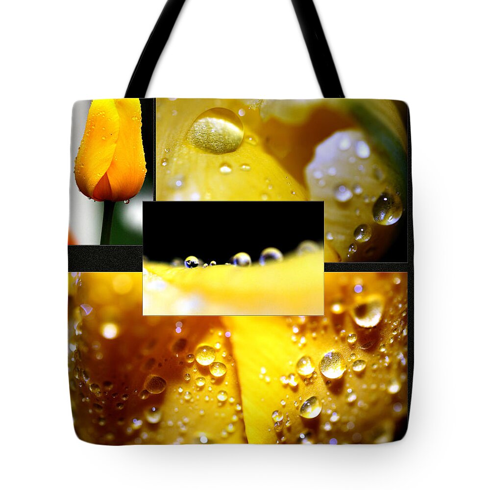 Yellow Tote Bag featuring the photograph Yellow Tulips And Rain by Marie Jamieson