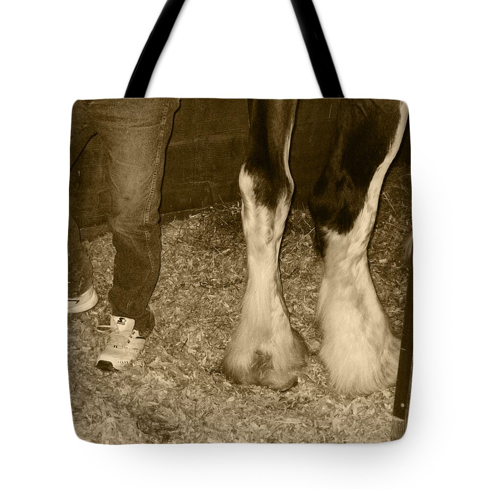 Human Legs Tote Bag featuring the photograph You Put Your Right Foot Out by Kym Backland