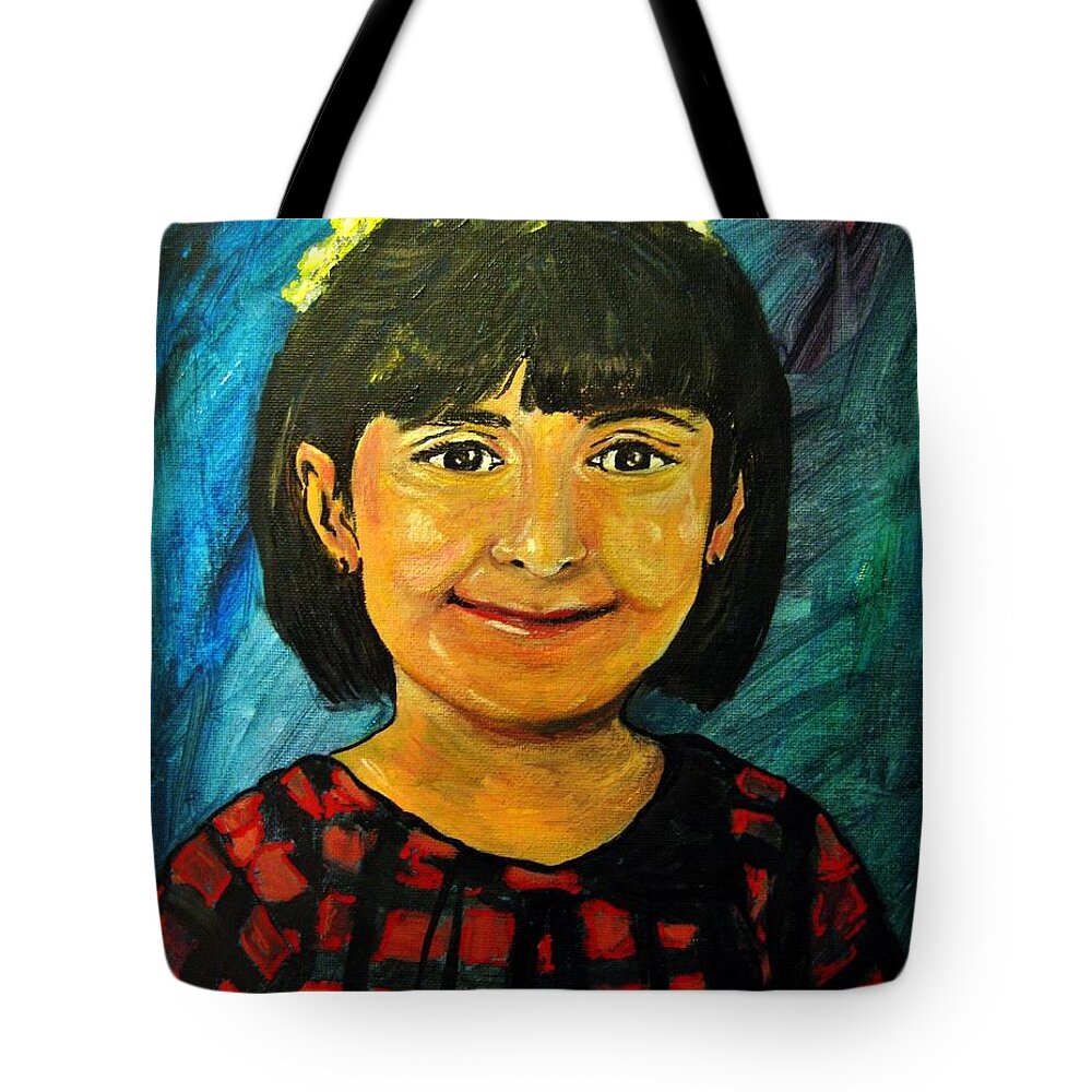 Young Girl 4 Tote Bag featuring the pastel Young girl 4 by Amanda Dinan