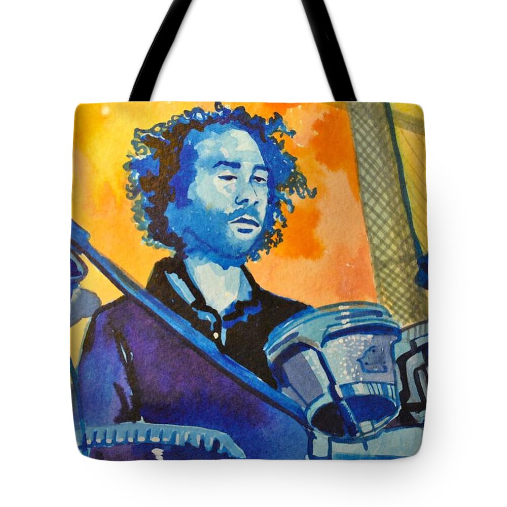 Umphrey's Mcgee Tote Bag featuring the painting Yum Um Drum by Patricia Arroyo