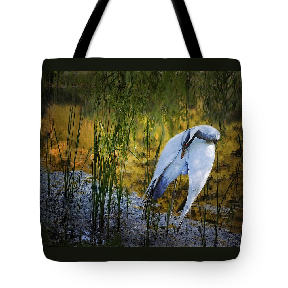 Crane Tote Bag featuring the photograph Zen Pond by Melinda Hughes-Berland