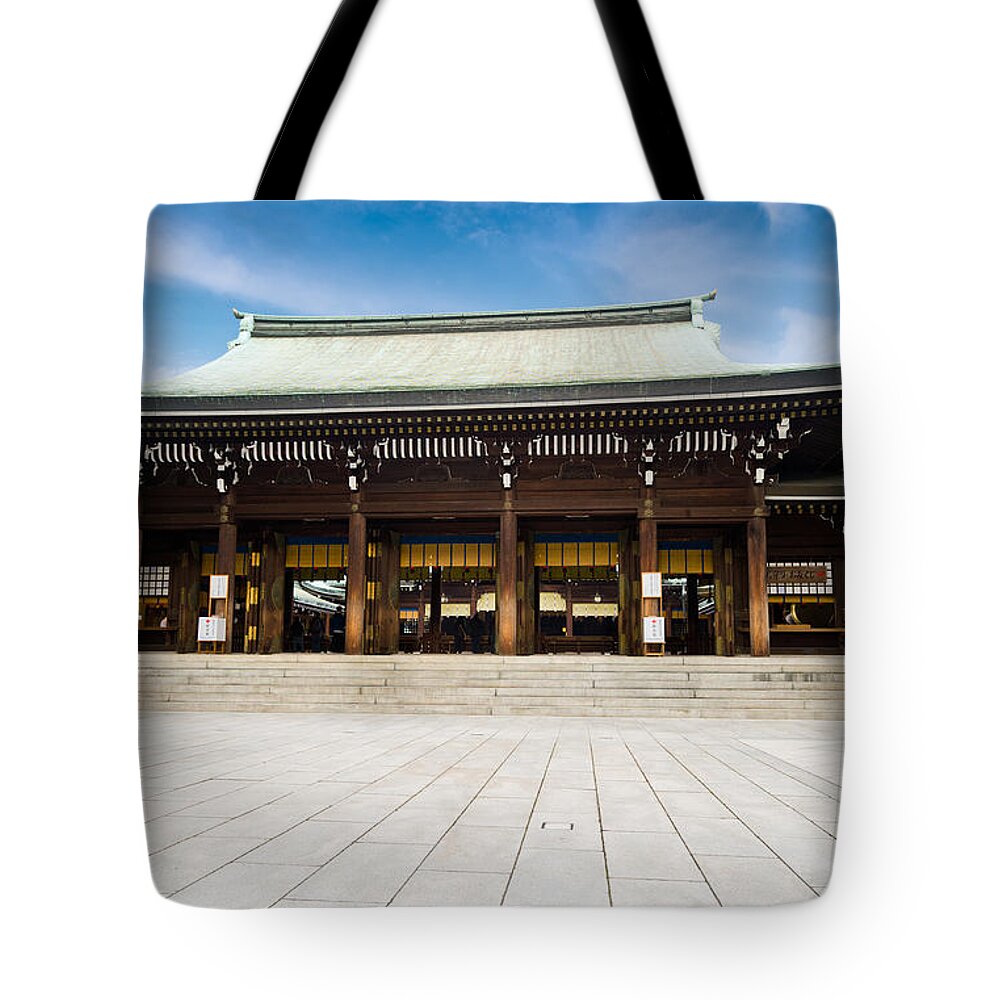 Ancient Tote Bag featuring the photograph Zen temple under blue sky by U Schade