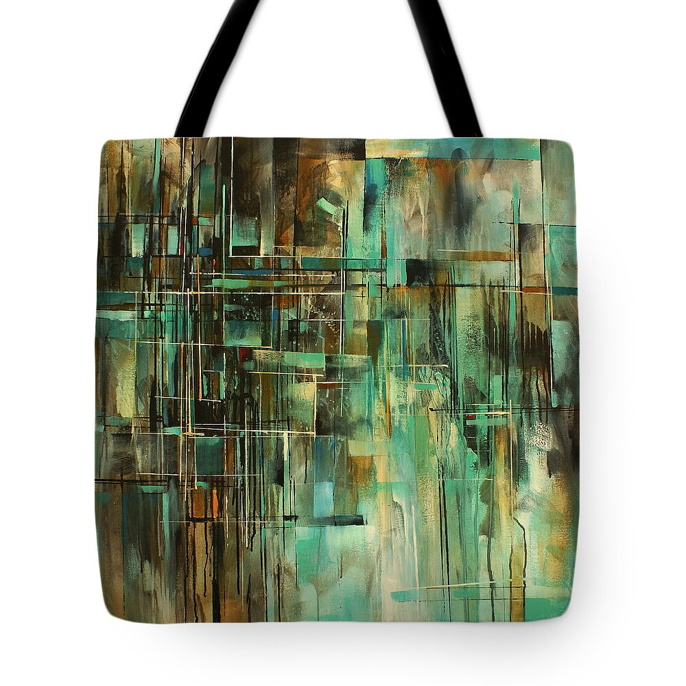 Abstract Tote Bag featuring the painting ' As I see it ' by Michael Lang