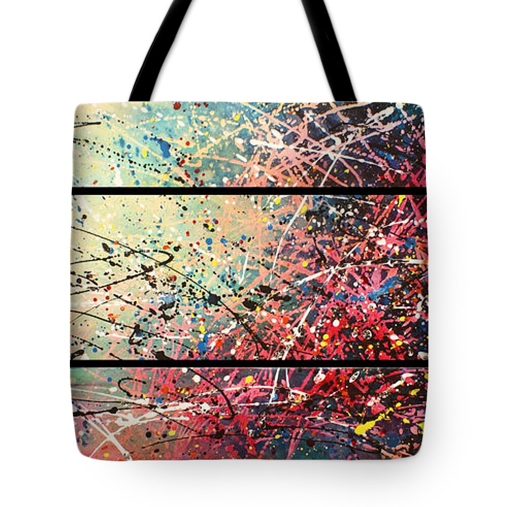 Abstract Tote Bag featuring the painting ' Evening Shore ' by Michael Lang
