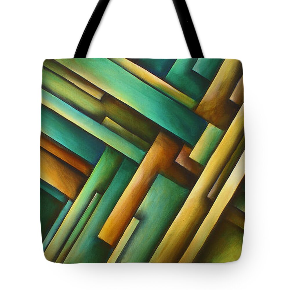 Geometric Tote Bag featuring the painting ' Labyrinth' by Michael Lang