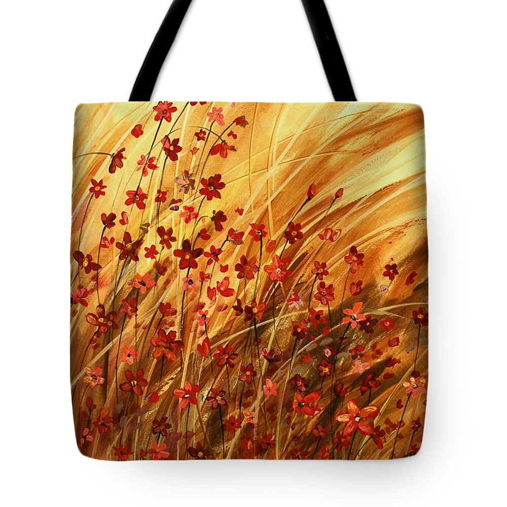 Flowers Tote Bag featuring the painting ' Summer Breeze' by Michael Lang