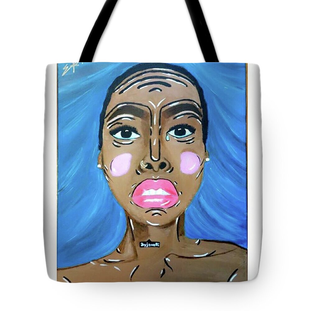 Dopeart Tote Bag featuring the painting Portraits Of A GIRL by Emelka Alleyne