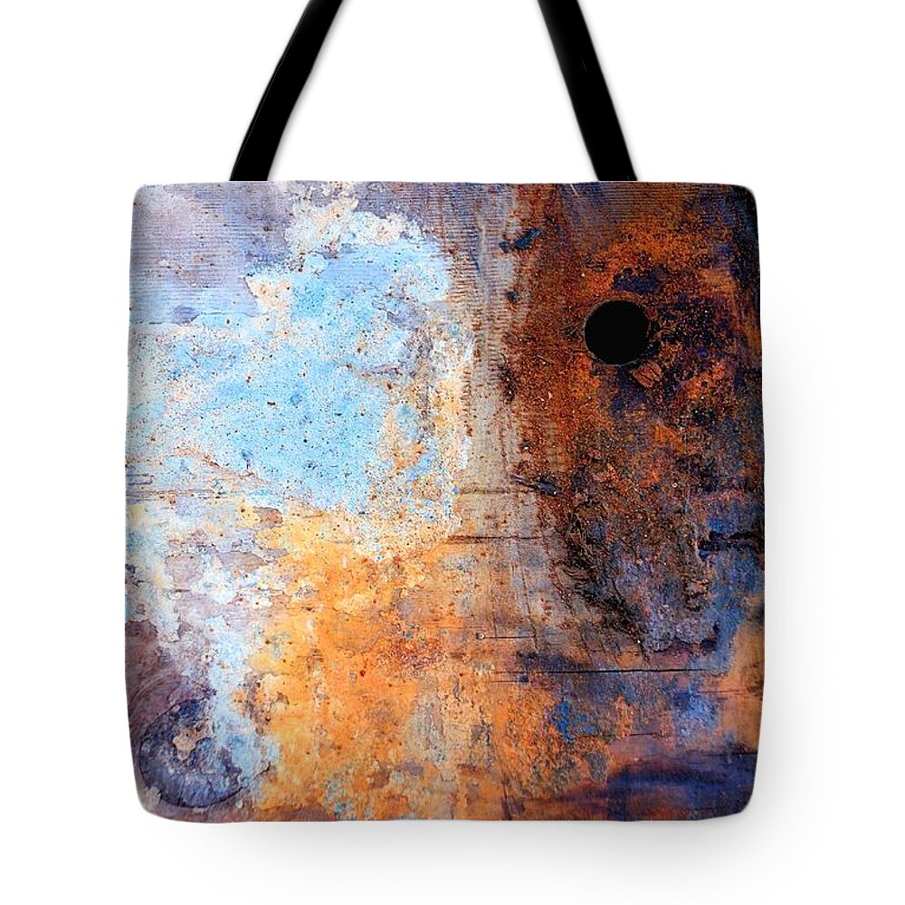 Newel Hunter Tote Bag featuring the photograph /Boatyard Abstract 2 by Newel Hunter