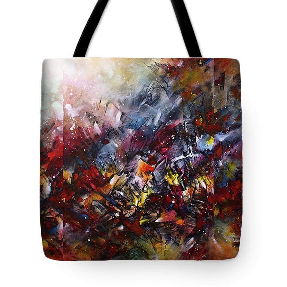 Abstract Tote Bag featuring the painting ' Catastrophe ' by Michael Lang