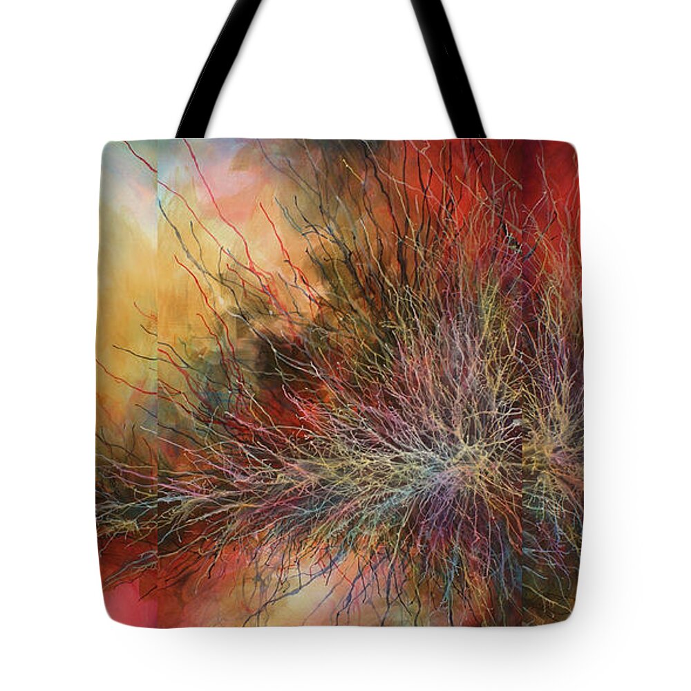 Abstract Tote Bag featuring the painting ' Destiny ' by Michael Lang