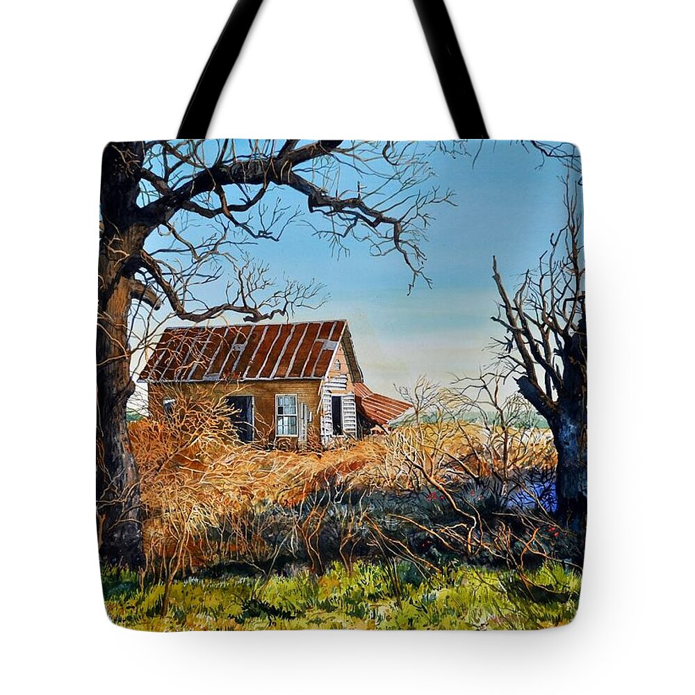 Landscape Tote Bag featuring the painting Long Time Passing II by Robert W Cook