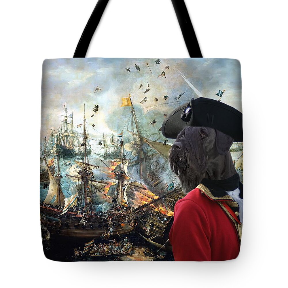 Giant Schnauzer Tote Bag featuring the painting Giant Schnauzer Art Canvas Print - Battle of Gibraltar by Sandra Sij