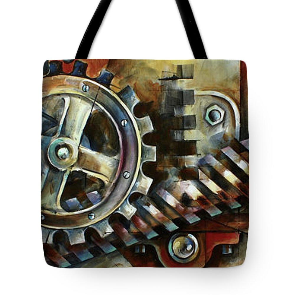 Mechanical Tote Bag featuring the painting ' Harmony' by Michael Lang