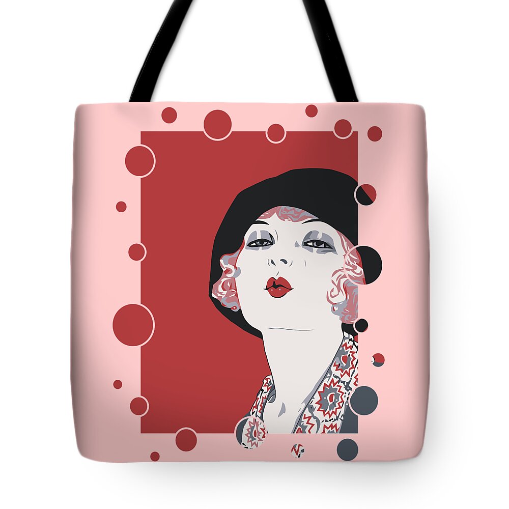 Lovers Tote Bag featuring the digital art Kiss from a flapper girl by Heidi De Leeuw