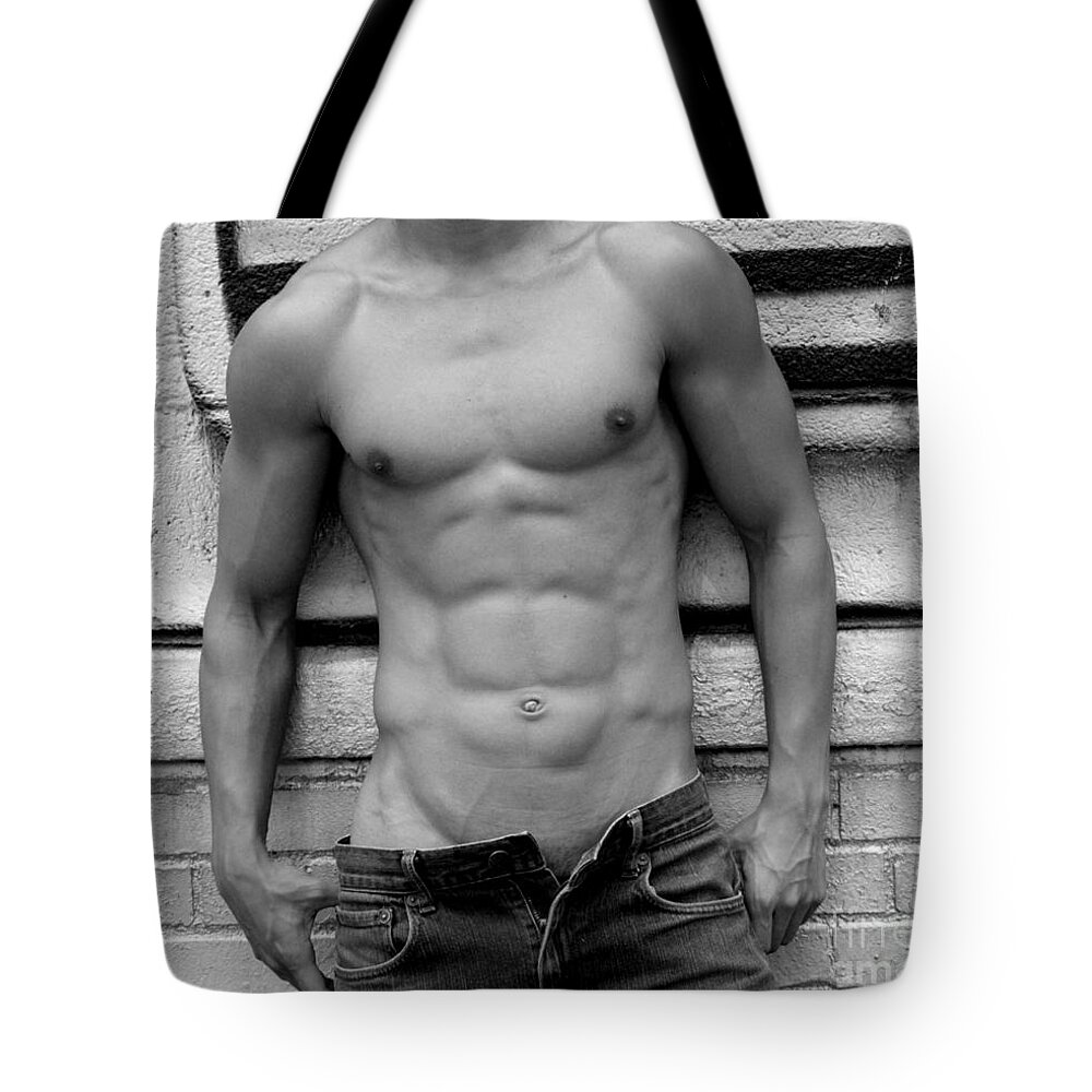 Nude Tote Bag featuring the photograph Male Abs by Mark Ashkenazi