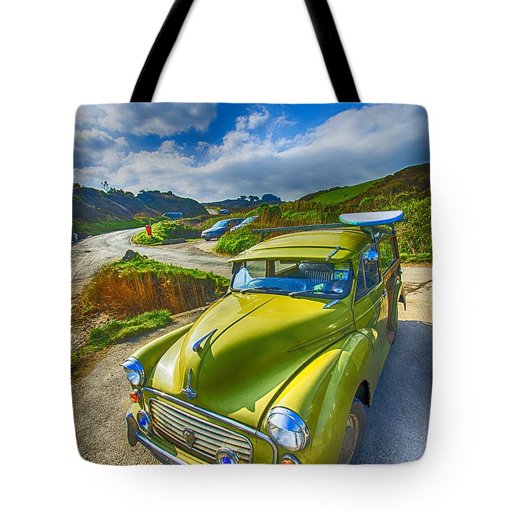 Morris Tote Bag featuring the photograph Morris Minor Traveller by Chris Thaxter
