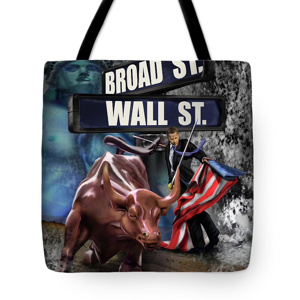 Wall Street Tote Bag featuring the painting Ole Obama - Ole - Ole - Ole by Reggie Duffie