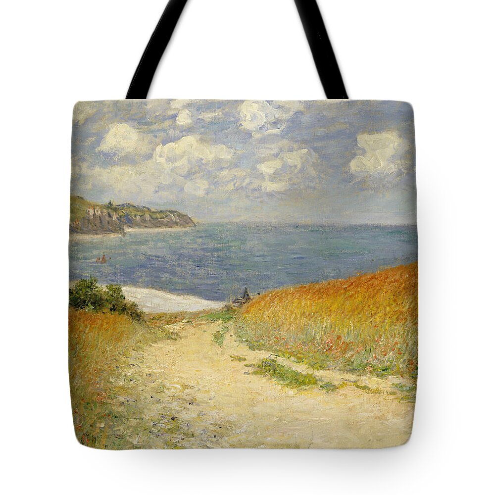 Monet Tote Bag featuring the painting Path in the Wheat at Pourville by Claude Monet