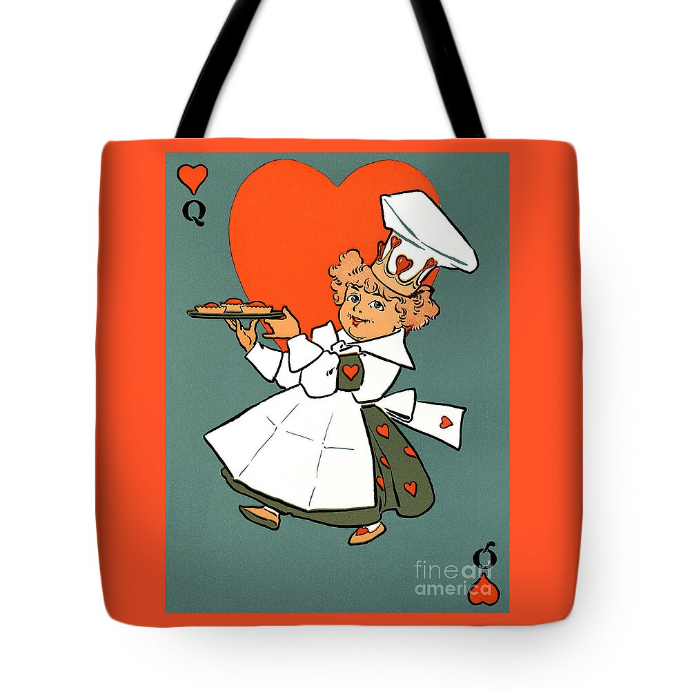  Queen Of Hearts Tote Bag featuring the digital art Queen of Hearts illustration 1901 by Heidi De Leeuw