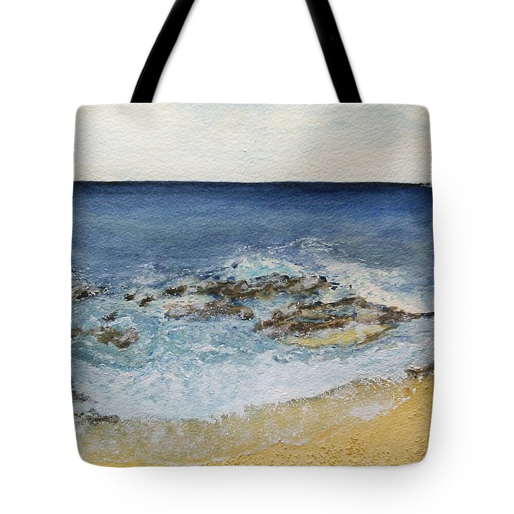  Rough Coast Line Tote Bag featuring the painting Rough Water by Susan Nielsen