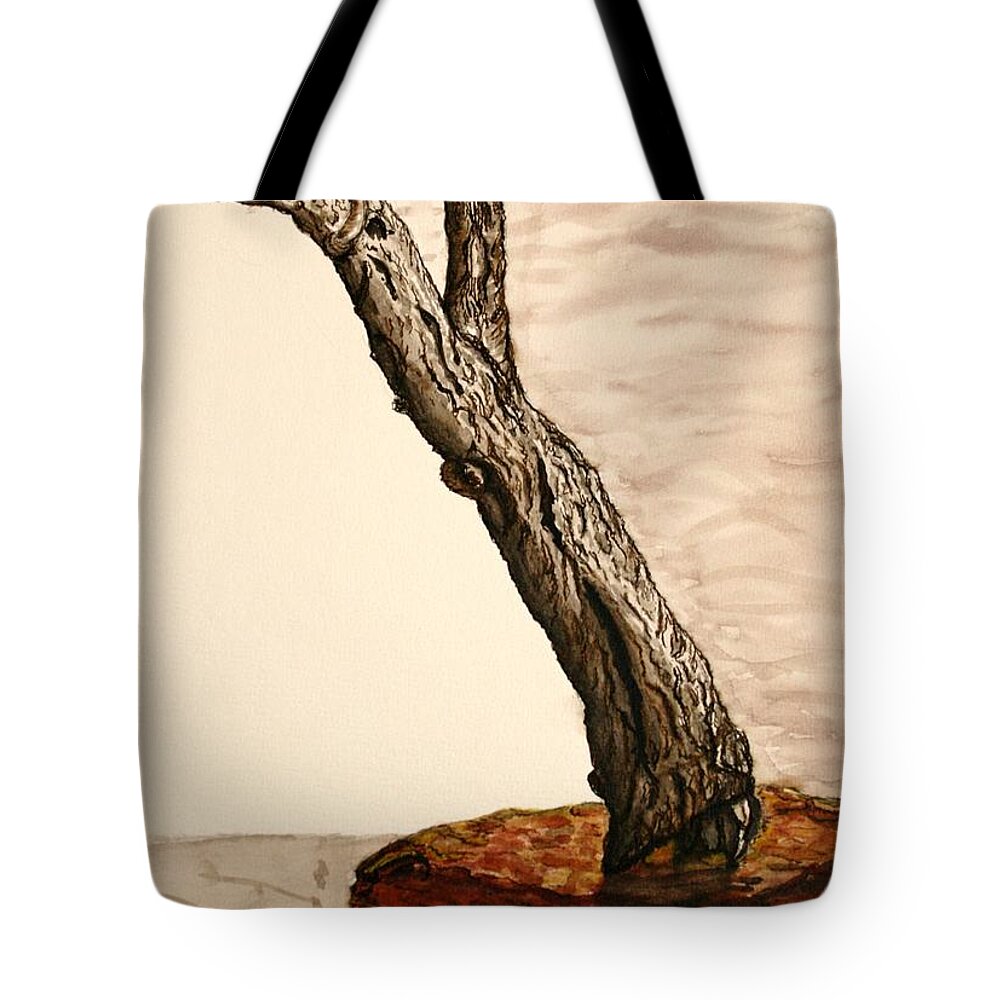 Sepia Mod Watercolor Painting Tote Bag featuring the painting Still inanimate. by Shlomo Zangilevitch