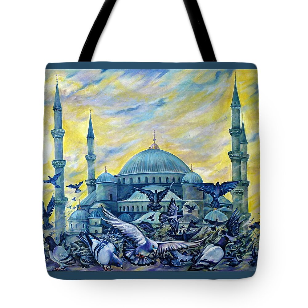 Travel Tote Bag featuring the painting Turkey. Blue Mosque by Anna Duyunova