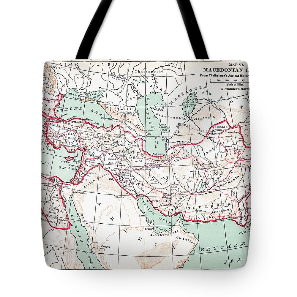 3rd Century B.c. Tote Bag featuring the painting Map Of Macedonian Empire #0000543 by Granger