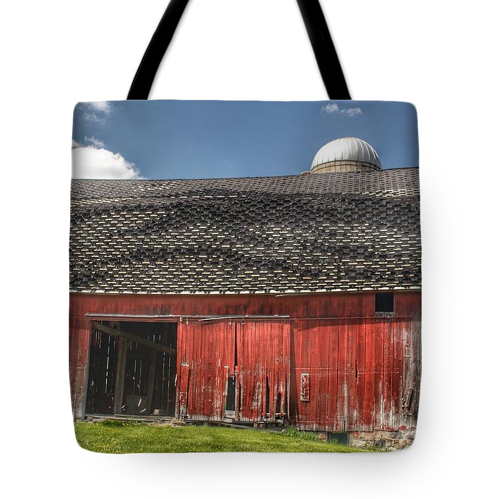 Barn Tote Bag featuring the photograph 0181 Hollenbeck Road Red II by Sheryl L Sutter