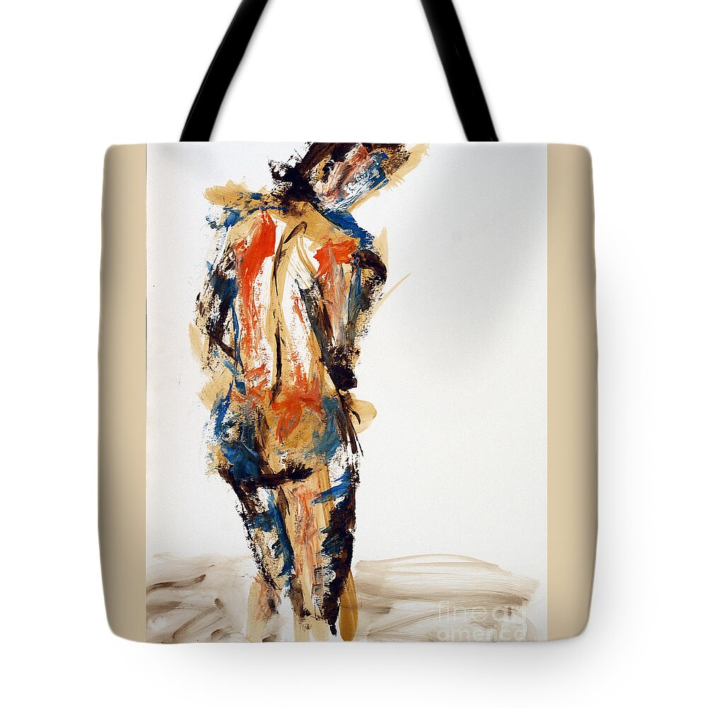Male Tote Bag featuring the painting 04855 No Regrets by AnneKarin Glass