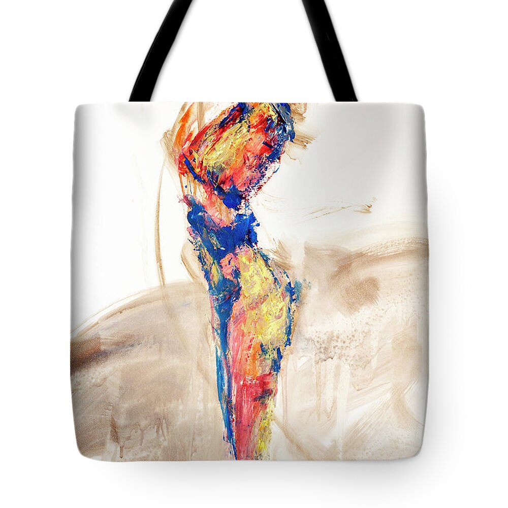 Figure Tote Bag featuring the painting 04997 Bird Call by AnneKarin Glass