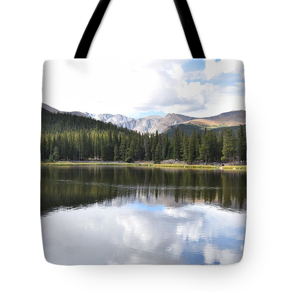 Echo Lake Tote Bag featuring the photograph Echo Lake Reflection Mnt Evans CO by Margarethe Binkley