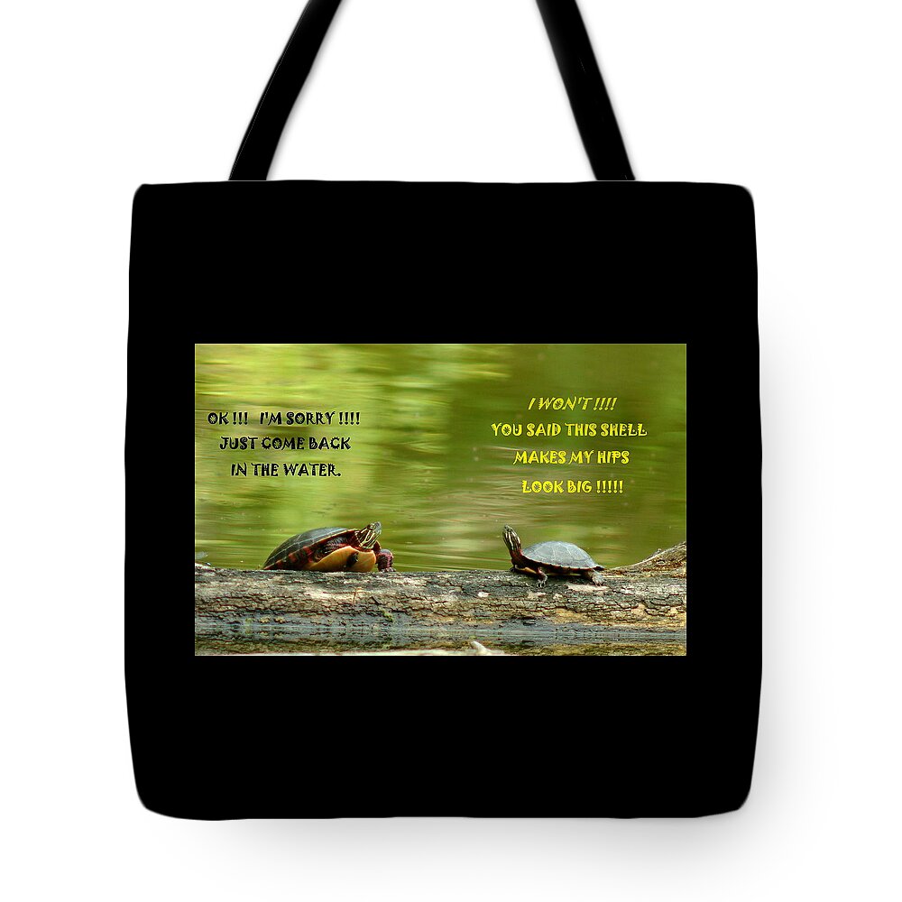 Turtle Tote Bag featuring the photograph 072610-2 Trouble In Paradise #1 by Mike Davis