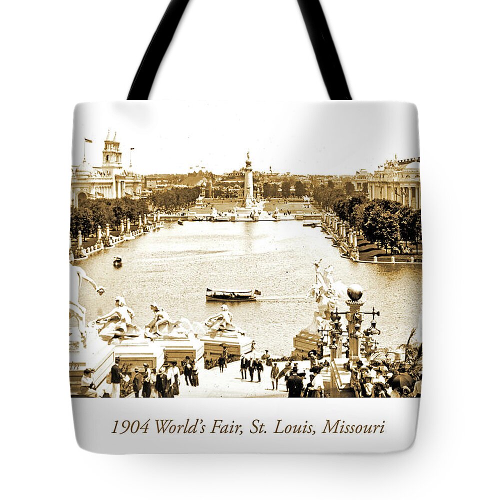 St. Louis Plaza Tote Bag featuring the photograph 1904 World's Fair, Grand Basin View from Festival Hall #2 by A Macarthur Gurmankin